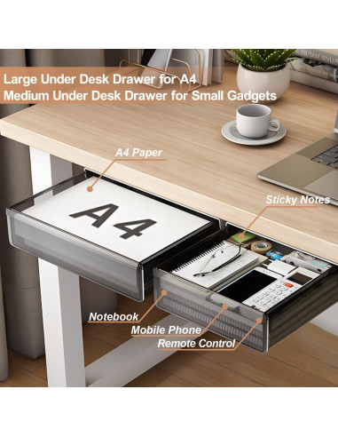 Organizador de Cajones Bajo Escritorio SVNNELP 2 Piezas