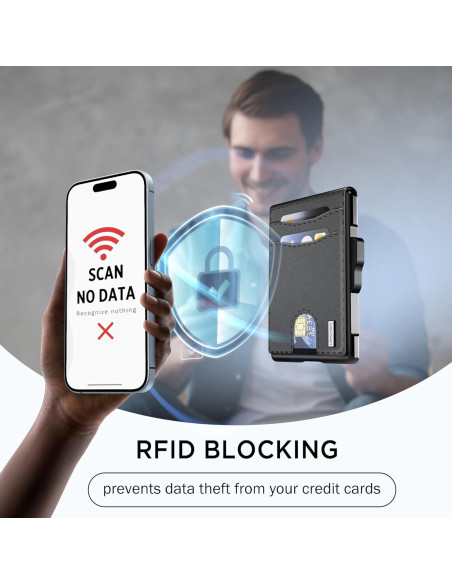 Billetera Minimalista UMOVEN Negro con Bloqueo RFID y Pop Up Billetera Minimalista UMOVEN Negro con Bloqueo RFID y Pop Up