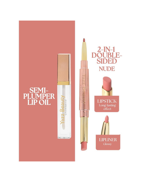 Kit Voluminizador de Labios 3-en-1 YazzBeauty - Lápiz Labial Nude