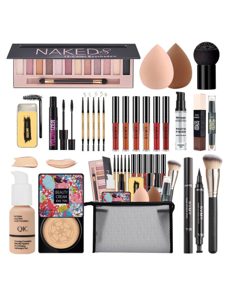 Kit de Maquillaje Completo NUIBO - 12 Sombras, Base, Labiales