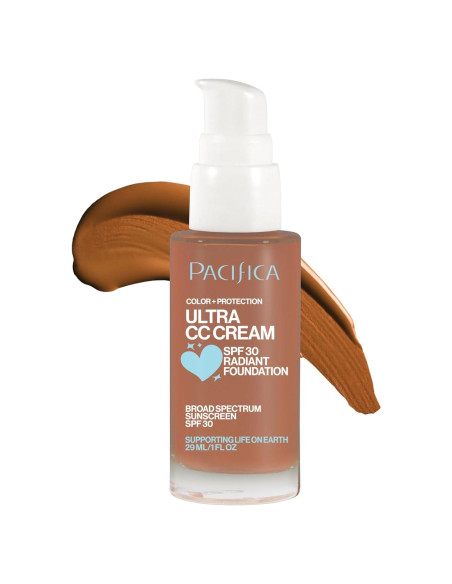 Crema CC Ultra Radiant Foundation Pacifica - Bronceado Cálido, SPF 17, 28.35 g