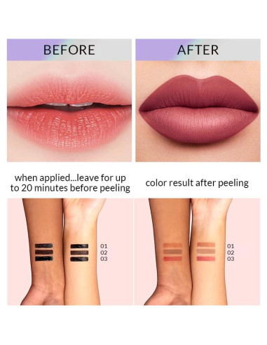 Lápiz Labial Despegable PWYSHXDF, Tatuaje de Larga Duración