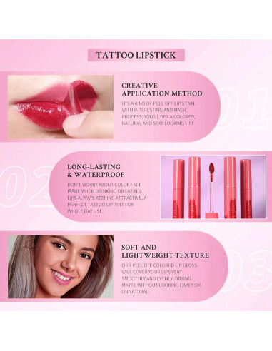 Tinte de Labios Mate Peel Off HanDaiYan9 - 3 Colores Alta Pigmentación