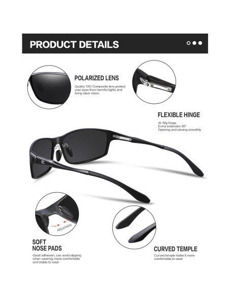 Gafas de sol polarizadas BIRCEN para hombres, UV400, marco Mg-Al Gafas de sol polarizadas BIRCEN para hombres, UV400, marco Mg-Al