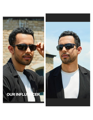 Gafas de sol polarizadas BIRCEN para hombres, UV400, marco Mg-Al