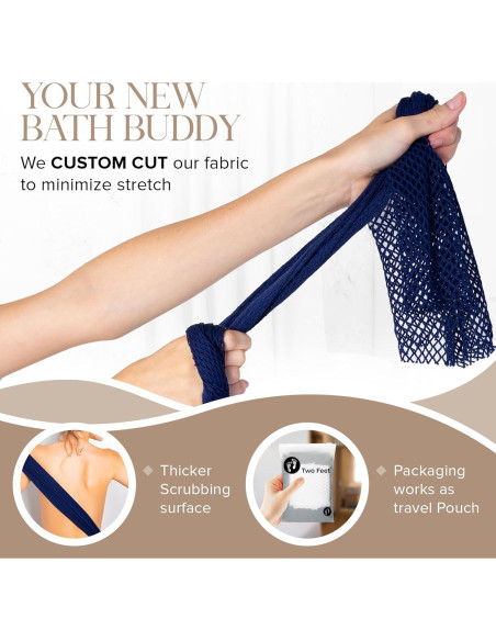 Esponja de Red Africana Exfoliante Set 2 Piezas Azul y Blanco