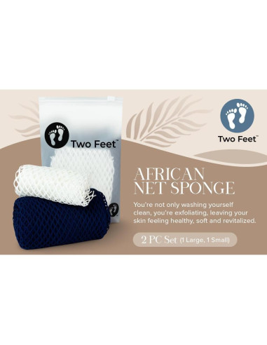 Esponja de Red Africana Exfoliante Set 2 Piezas Azul y Blanco