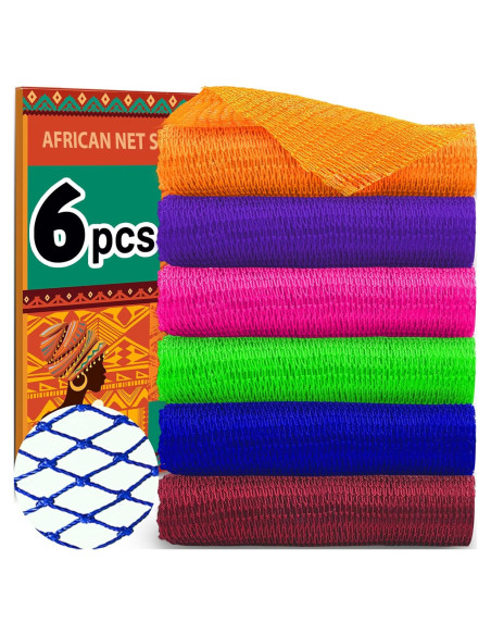 Conjunto 6 Esponjas de Red Africana AROIC - Exfoliantes para Ducha