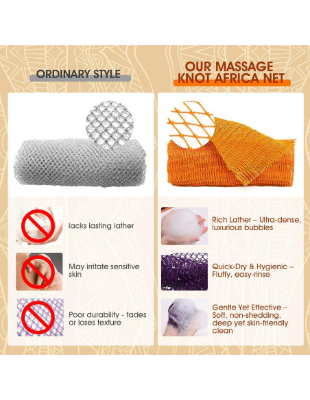 Conjunto 6 Esponjas de Red Africana AROIC - Exfoliantes para Ducha