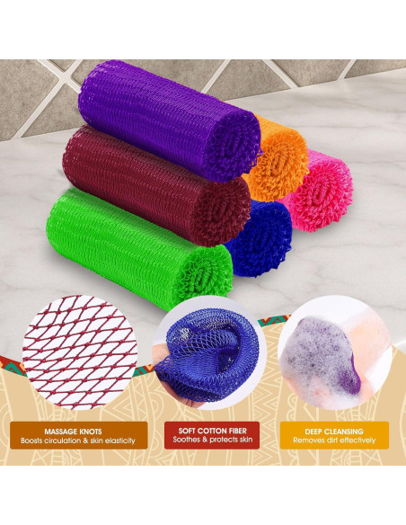 Conjunto 6 Esponjas de Red Africana AROIC - Exfoliantes para Ducha
