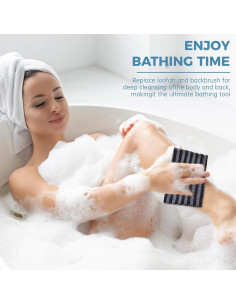 Toalla de Baño Exfoliante BTTEUYE 30x95 cm Poliester Negro 2