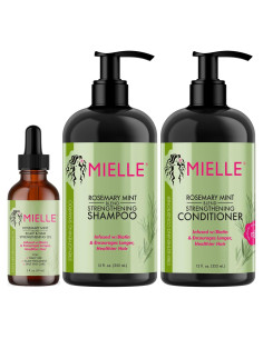 Paquete Fortalecedor de Cabello Mielle Organics - Aceite, Champú y Acondicionador