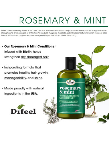 Acondicionador Difeel Romero y Menta 340 g con Biotina