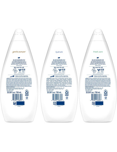 Dove Gel de Ducha Hidratante 3-Pack 750ml - Cuidado Fresco