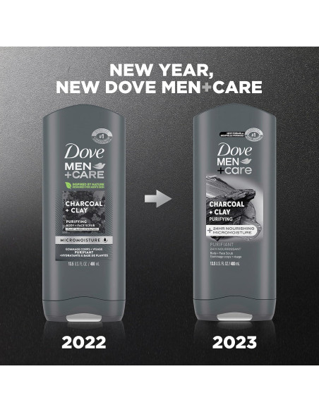 Jabón Corporal y Facial Dove Men+Care Carbón + Arcilla 2x400ml