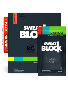Toallitas Antitranspirantes SweatBlock XL - 10 Unidades para Hombres y Mujeres