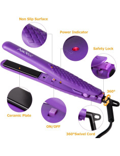 Mini Plancha de Cabello AmoVee 0.7" Púrpura Doble Voltaje 2