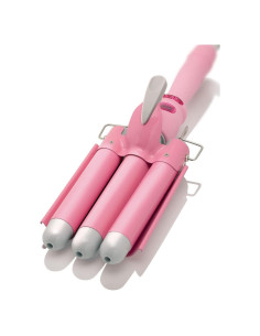 Rizador de Cabello Alure 3 Barriles Cerámica 1" LCD Blanco/Rosa