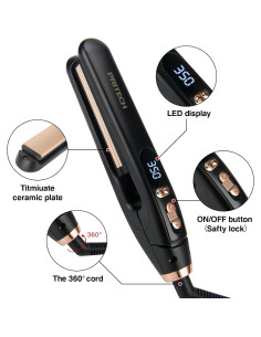 Plancha de Pelo Portátil PRITECH 1'' 13 Temperaturas 99-232C 2