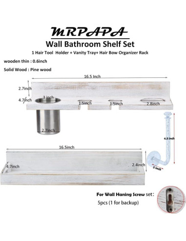 Organizador de Herramientas para el Cabello MRPAPA, Madera, 2 Niveles