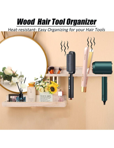Organizador de Herramientas para el Cabello MRPAPA, Madera, 2 Niveles