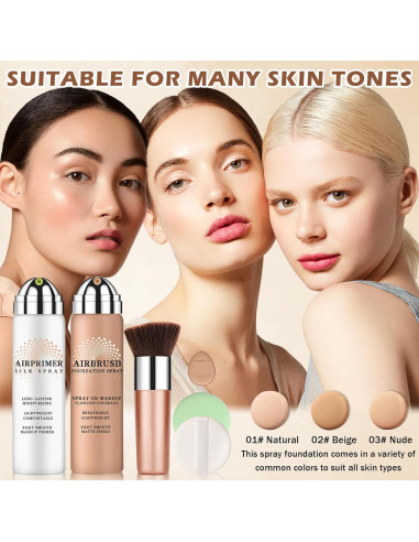 Base de Maquillaje Airbrush Magic Minerals 02 Beige + Primer Hidratante