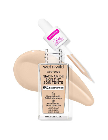 Base Tinte Piel Wet n Wild Bare Focus 5% Niacinamida Claro