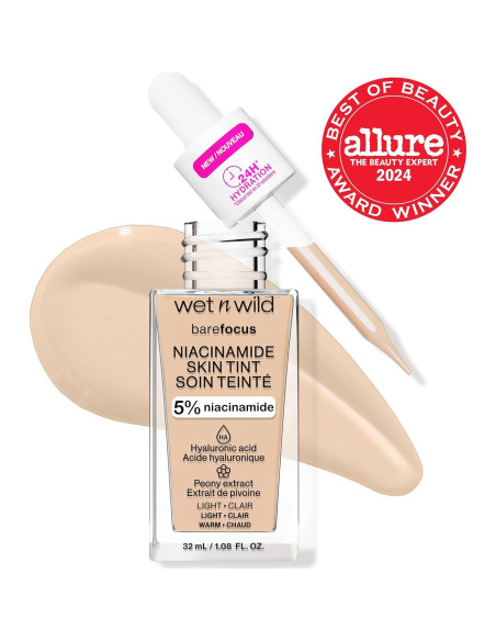 Base Tinte Piel Wet n Wild Bare Focus 5% Niacinamida Claro