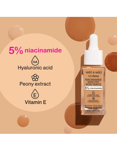 Base Tinte Piel Wet n Wild Bare Focus 5% Niacinamida Claro