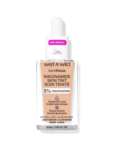 Base Tinte Piel Wet n Wild Bare Focus 5% Niacinamida Claro