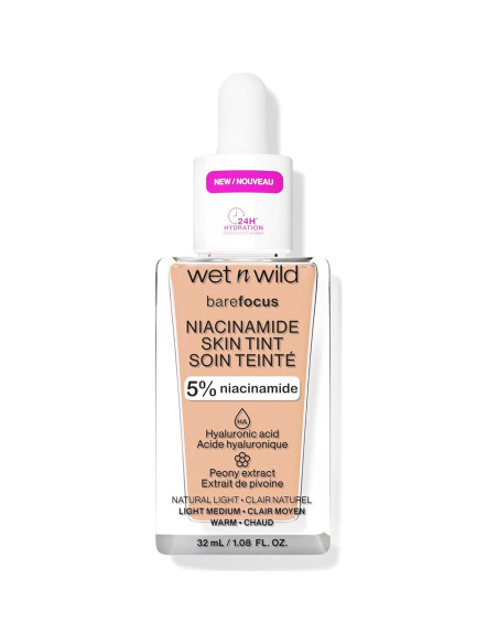 Base Tinte Piel Wet n Wild Bare Focus 5% Niacinamida Claro