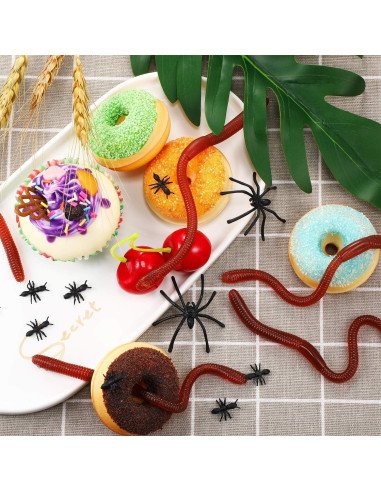 16 Piezas Gusanitos Falsos Gejoy de Goma Realista para Bromas