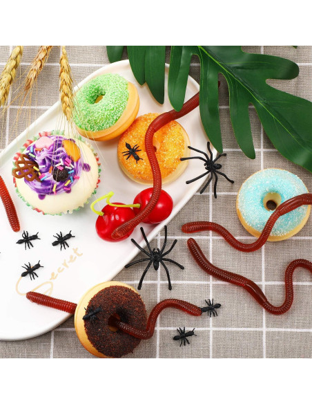 16 Piezas Gusanitos Falsos Gejoy de Goma Realista para Bromas