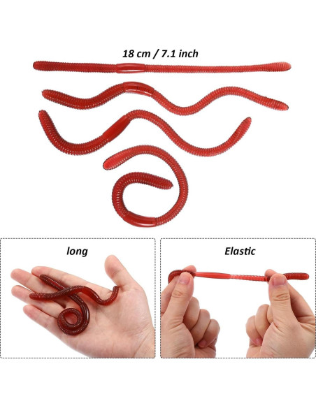 16 Piezas Gusanitos Falsos Gejoy de Goma Realista para Bromas