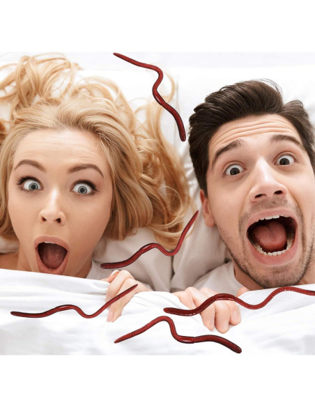 16 Piezas Gusanitos Falsos Gejoy de Goma Realista para Bromas