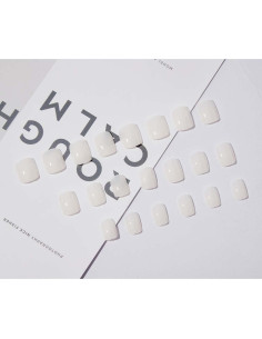 Uñas Postizas Acrílicas Blancas Cuadradas Foccna 24 Piezas 2