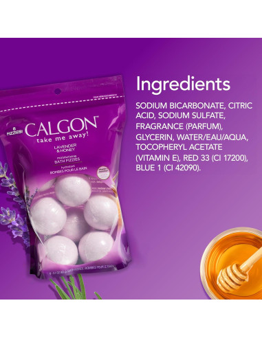 Baños Efervescentes Calgon Lavanda y Miel 8 Piezas