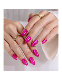 Uñas Postizas GJZEZ Ojo de Gato Rosa Fucsia 32 Piezas 2