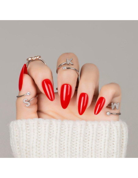 30 Uñas Postizas Rojas Almendra CloudTrip - Reutilizables