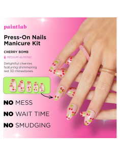 Kit de Manicura Uñas Postizas PaintLab Cherry Bomb 24 Piezas 2