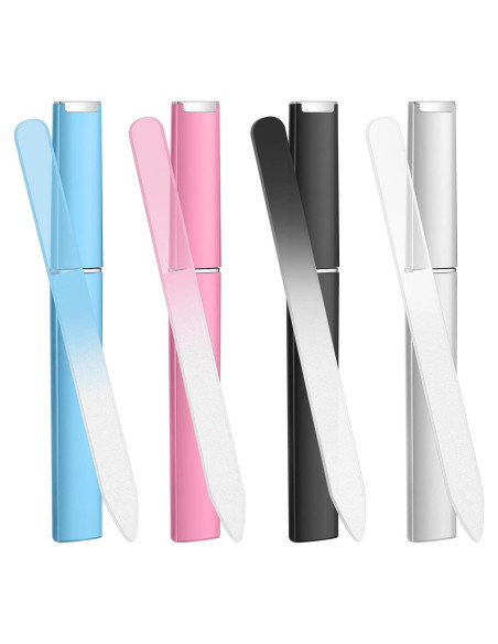 Juego de 4 limas de vidrio ValueBargain con estuche portátil