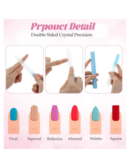 Juego de 4 limas de vidrio ValueBargain con estuche portátil