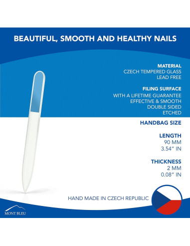 Lima de Uñas de Cristal Mont Bleu - Pequeña 90mm - Hecha a Mano