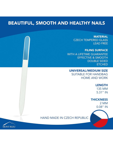 Lima de Uñas de Cristal Mont Bleu 135mm - Hecho a Mano Checo