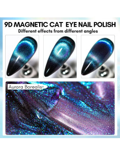 Esmalte de Uñas Gel Cat Eye Azul Makartt 10ml Efecto Aurora 2