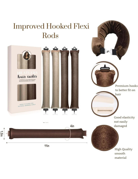 Juego de Rizadores de Cabello Sin Calor - Terciopelo 4 Piezas