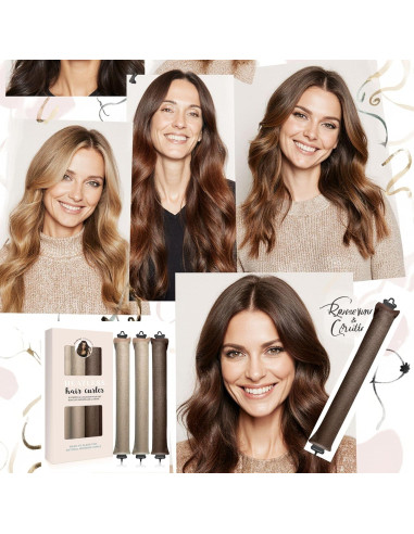 Juego de Rizadores de Cabello Sin Calor - Terciopelo 4 Piezas