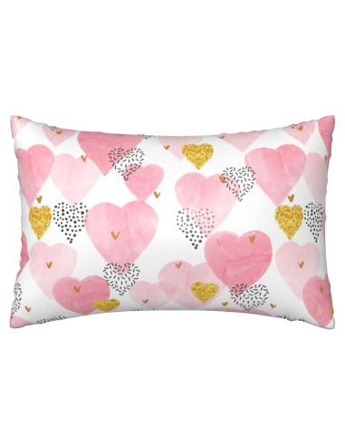 Funda de Almohada King JKJNLHJE Imitación Seda Corazones Rosados