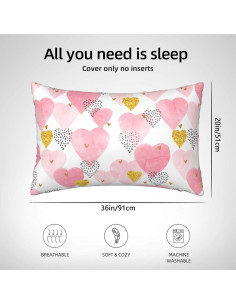 Funda de Almohada King JKJNLHJE Imitación Seda Corazones Rosados 2