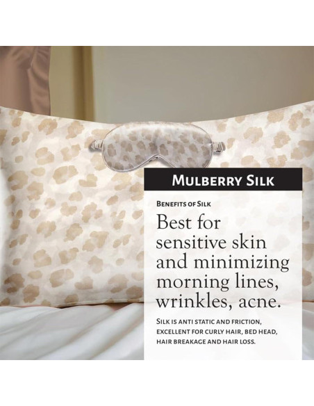 Juego de Funda de Almohada de Seda Morera Queen Leopardo Juego de Funda de Almohada de Seda Morera Queen Leopardo